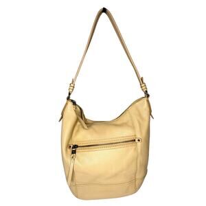 The Sak Iris Hobo Bag Purse Shoulder Bag Pebbled Leather | Yellow | EUC